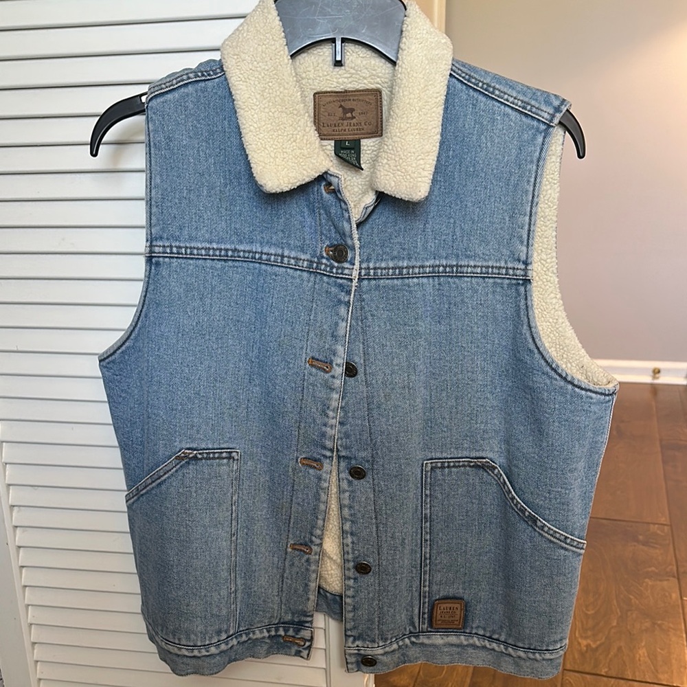 Lauren by Ralph Lauren Denim Sherpa-Lined Vest